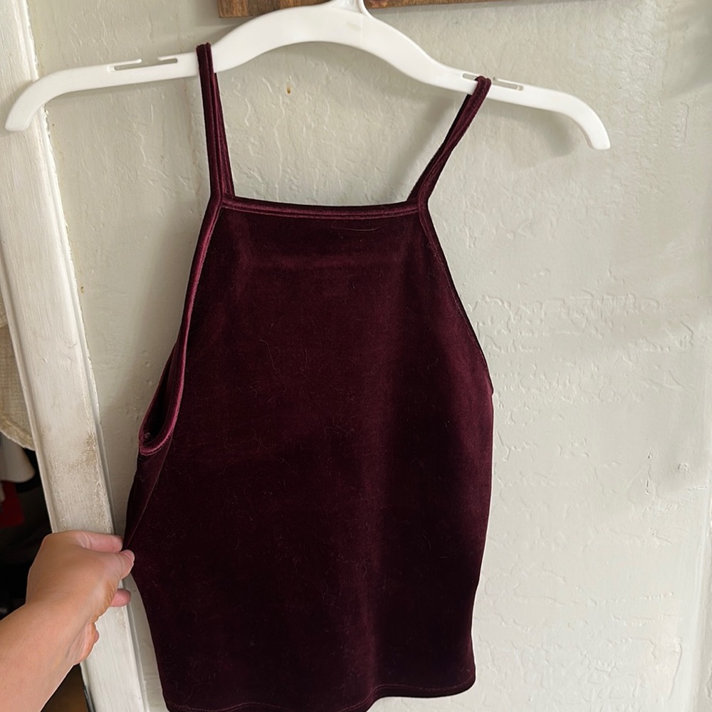 Garage maroon velvet crop top